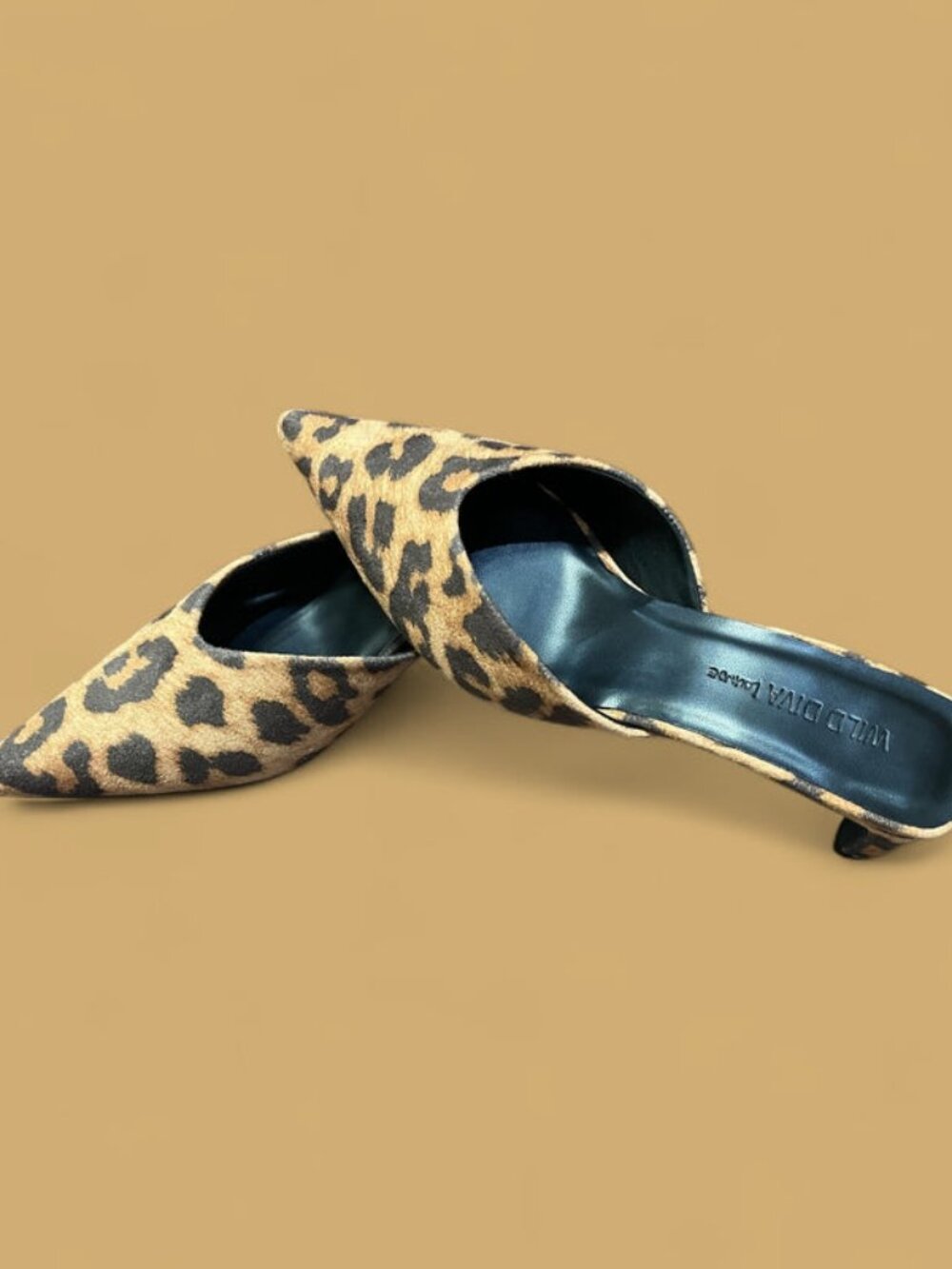 Pointed-toe Mule Heels-Leopard print